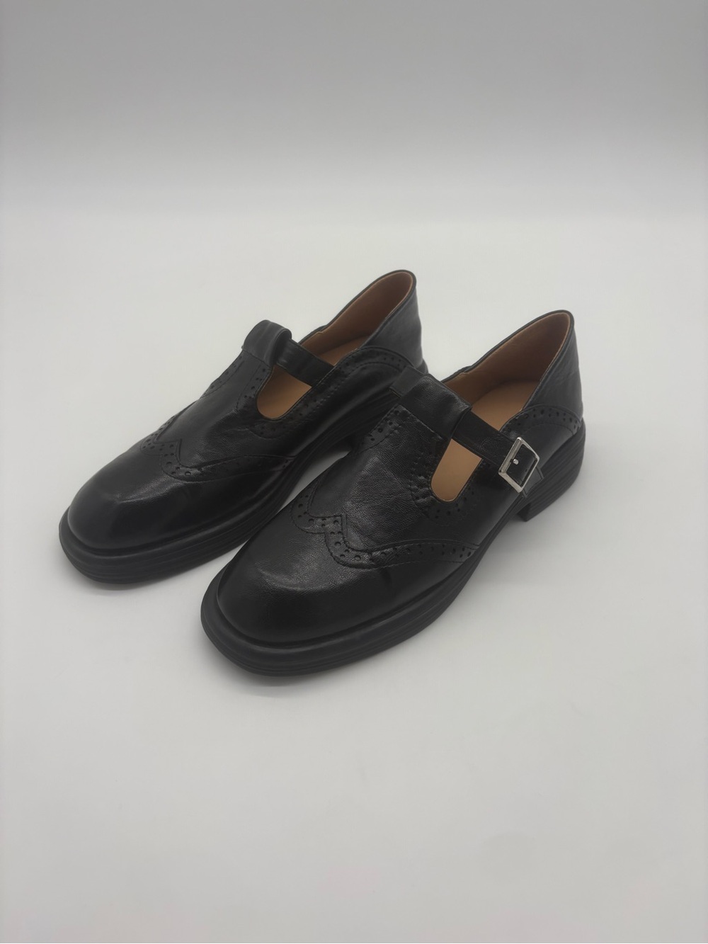 Black T-Strap Mary Jane Oxford Chunky Sole